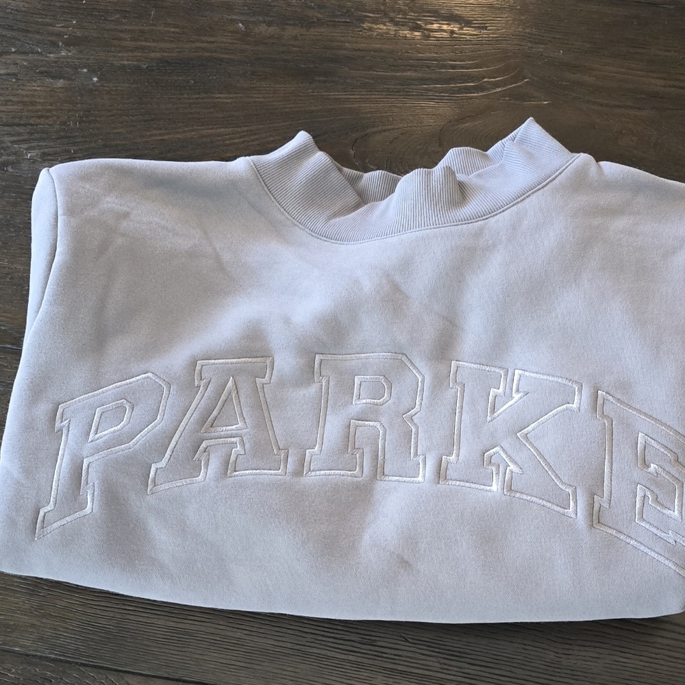 New PARKE Tonal Stone Monochrome Varsity Mockneck L/XL 💙*SOLD OUT EVERYWHERE*💙